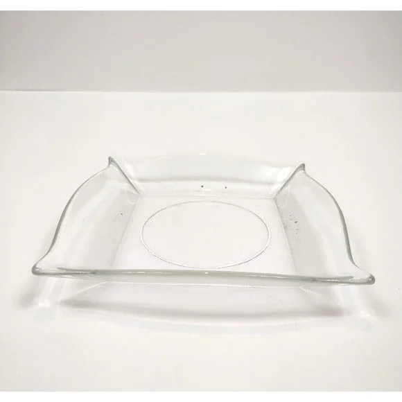 Vintage Clear Glass Pillar Candle Holder Plate Square 5.5" Beveled Edge - Picture 6 of 7
